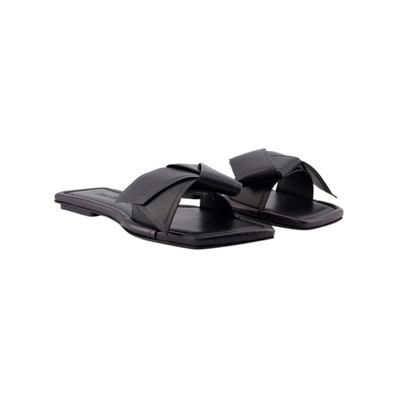 Acne Studios Knotted Leather Flat Mules Women black Flats - Picture 2 of 4